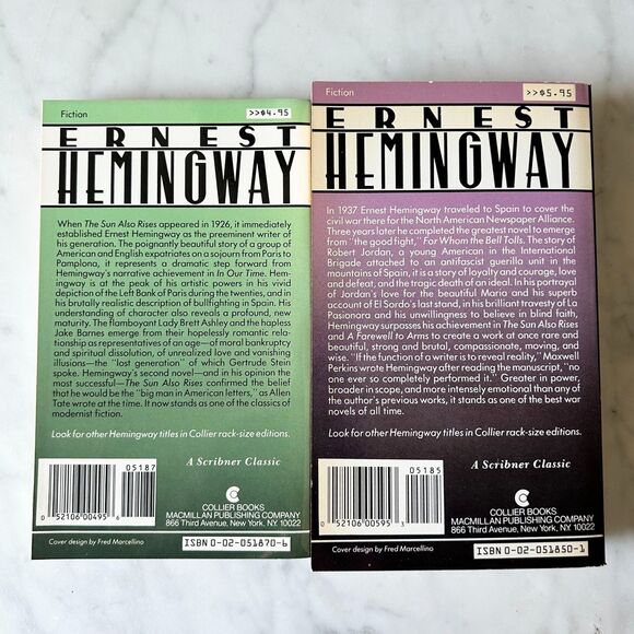 The Sun Also Rises For Whom The Bell Tolls Ernest Hemingway Scribner Paperbacks - Picture 2 of 6
